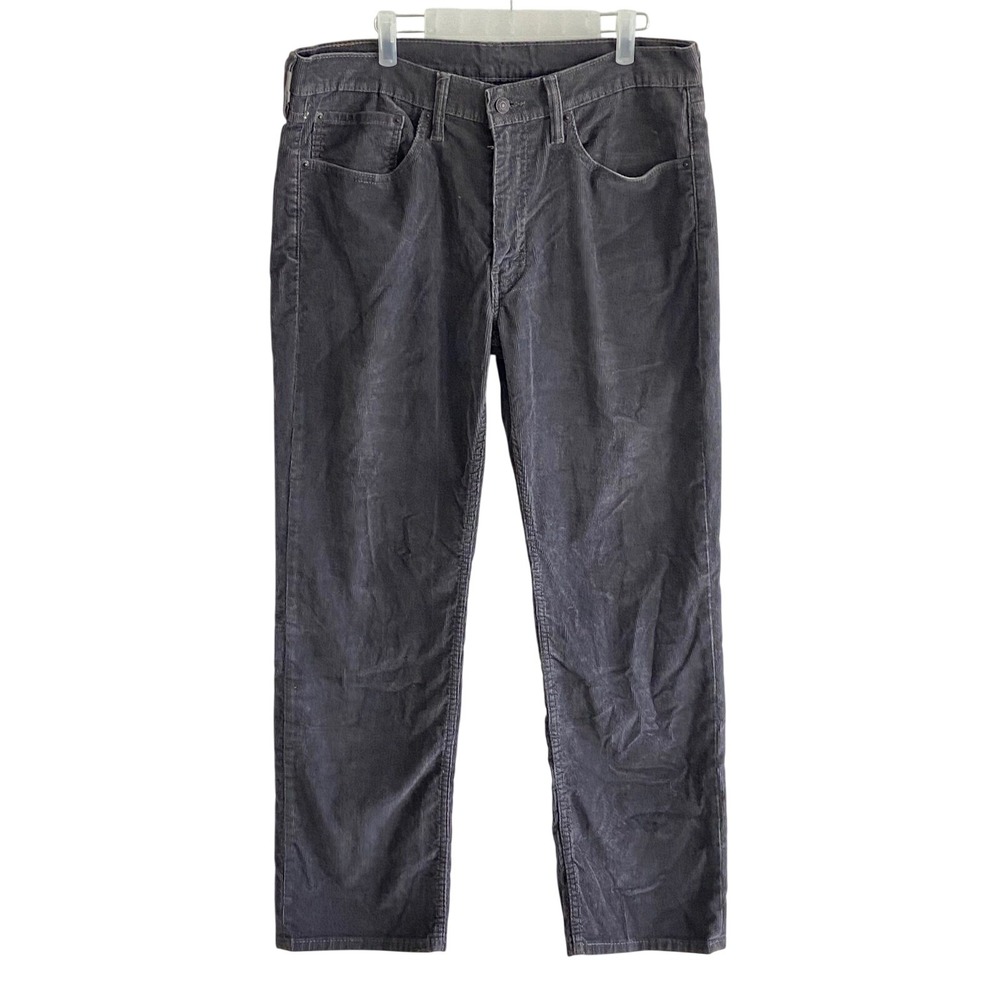 Levis 514 Straight Fit Corduroy Pants Mens 34x30 Charcoal Gray Cords White Tab